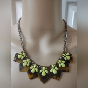 10 inch Heavy Vintage Style Colored Stone Necklace